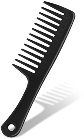 Funalix Breiter Zahnkamm, Friseurkämme - Glatt, robust und antistatisch, Lockenkamm für alle Friseurarbeiten und Styling (Schwarz)