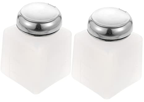 VALICLUD Anti-static Alcohol Pump Dispenser Bottle 2pcs 100ml Plastic Push down Rubbing Alcohol Dispenser for Nail Polish Remover Use in Beauty Care with Sealing Lid