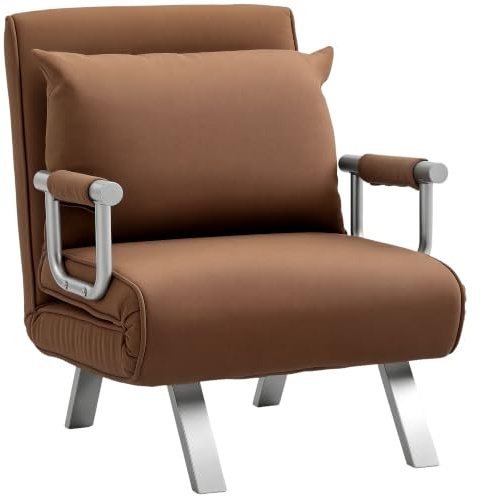 HOMCOM 2-in-1 Schlafsofa 1-Sitzer klappbar 65x69x80cm Braun