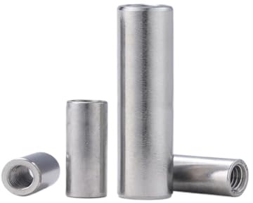 Rundmuffen M8 M10 M12 304 Edelstahl Verlängern Runde Kupplung Mutter Innengewinde Zylindrische Joint Mutter Hülse GewindehüLse(2pcs,M8x 10x10)