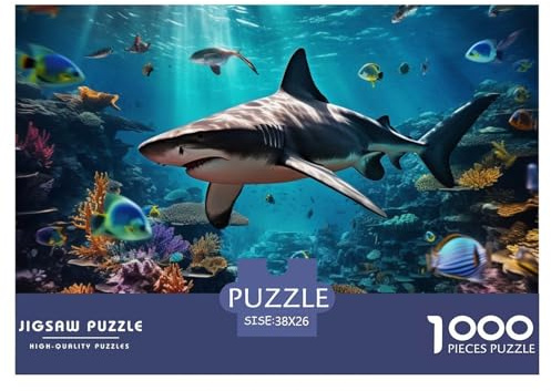 Hai Puzzle 1000-teilige Meerestiere Puzzles Impossible Geschicklichkeitsspiel 100% Recycelter Pappe Geschenke Für Frauen Männer 38x26cm/1000pcs