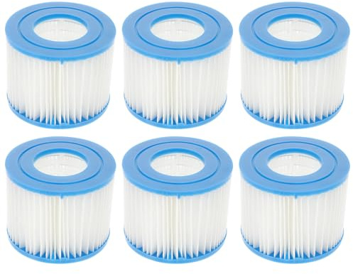 Housoutil 6 Stück Poolfilter Typ Vi aus PET Vliesstoff Ersatzfilter für Schwimmbad und Spa Pumpen Effizient gegen Haare Blätter und Sedimente für Kristallklares Wasser Im Sommer