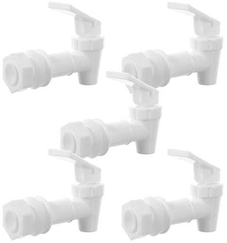 Robinet de Remplacement PP pour Distributeur D’Eau, Blanc, Lot 5 | Anti-Éclaboussures, Pose Facile, Bureau et Maison, Adapté aux Carafes et Refroidisseurs D’Appoint
