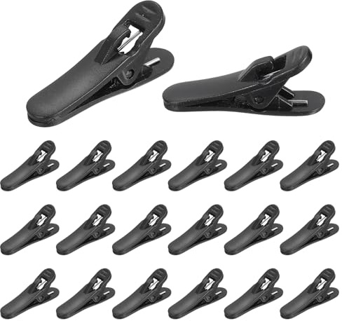 Nexarelle 20PCS Clips for Earphone Wire (33x8mm, for 1.8mm) - Earphone Wire Cable Clamp, Fixing Headphone MP3 Wire for Clothing/Shirt/Collar, Black