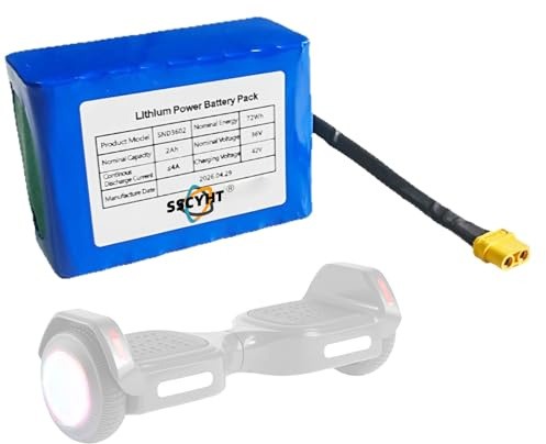 SSCYHT Batteria al Litio da 36 Volt 36V 1.8Ah 2Ah 2.6Ah 3Ah 3.5Ah Batterie di Ricambio per Hoverboard, Auto Senza Pedali e Kit Motore con connettore XT60