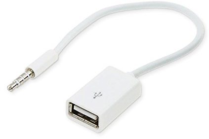 conecto CC20001 Cable de entrada auxiliar (conector de 3,5 mm a USB 2.0 hembra tipo A), 0,10 m, blanco