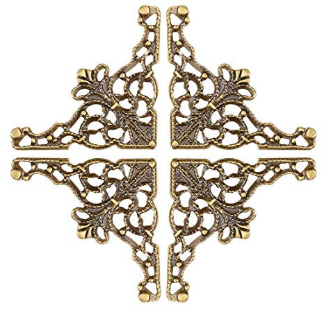 sourcing map Metal Caja Esquina Protectores Vintage Decoración Borde Guardia Protector Tono de Bronce 36 x 36 x 49 mm-10 Piezas