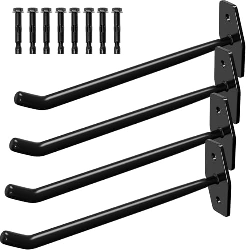 WELLGRO 4X Supporto da Parete per Pneumatici, con Viti E Tasselli in Metallo, Staffa con Rivestimento in Gomma, Circa 27 X 9 X 5 Cm, Nero