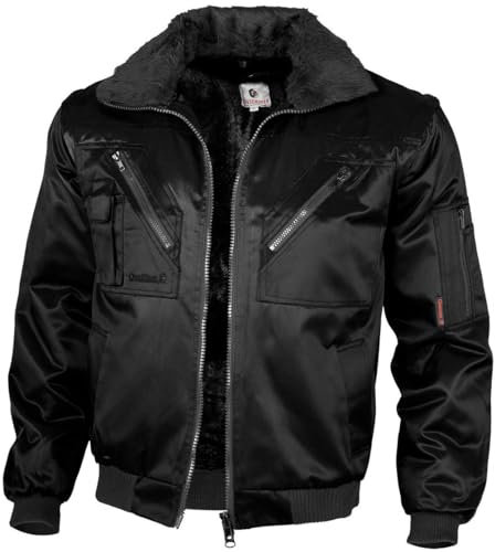 Qualitex - Pilotenjacke 4 in 1 - Kragen und Ärmel abtrennbar - mehrere Farben (5XL, Schwarz)