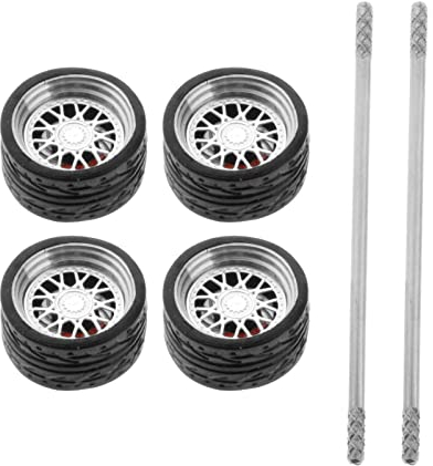 Perfeclan 4Pcs/Set 1/64 Druckguss Racing auf-Straße Modell Auto Legierung Gummi Rad ; Reifen Set Zubehör ersatz Ersatz, E1