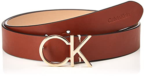 Calvin Klein Damen RE-LOCK LOGO BELT 30MM COGNAC 135