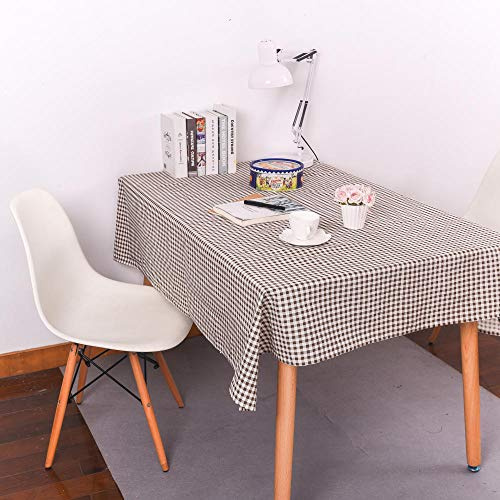 EYCFSJ Quasten-Tischdecken 1Pcs Braun Fein Karierte Tischdecke Tischdecke Baumwolle Leinen Karierte Tischdecke 120X160Cm