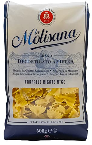 La Molisana Farfalle Rigate N°66 - 24x 500g - original italienische Farfalle Pasta Nudeln aus Hartweizengrieß extra geriffelte Oberfläche für Nudelgerichte mit Soßen