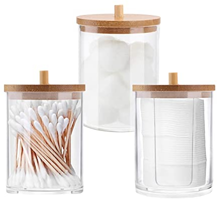 Gotetiso Wattestäbchen Aufbewahrung 3 Stück Wattepad Spender Wattestäbchen Behälter mit Deckel Cotton Wattepads Behälter Box Spender Organizer Mehrzweck Zylinder