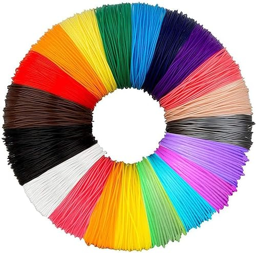 HomeDejavu 3D Stift PCL Filamente 1.75 mm, 20 unterschiedliche Farben, 1,75 mm PCL-Filament-Nachfüllungen für 3D-Drucker, Niedrige Temperatur, Biologisch abbaubar, Geruchsneutral, 20er Pack je 5m
