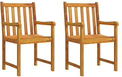 vidaXL 2X Akazienholz Massiv Gartenstuhl Holzstuhl Essstuhl Gartensessel Stuhl Stühle Balkonstuhl Terrassenstuhl Gartenmöbel Gartenstühle