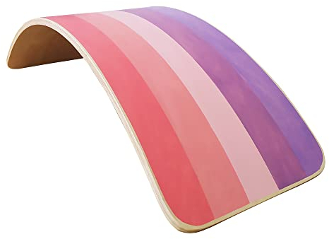 SmartToys4U Holz-Balancierbrett Kinder Montessori Kleinkind Wackelbrett Autismusfreundlich Sensorik Spielzeug Kinder Natürliches Holz Gebogene Wippe Yoga Fitness Brett für Erwachsene (Pinky)