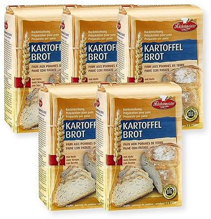 BIELMEIER KÜCHENMEISTER Brotbackmischung Kartoffelbrot 5 x 1000 g I Brotbackmischungen für Brotbackautomat & Ofen I Hefe Backmischung, einfach backen