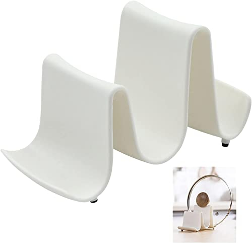 Norhogo Löffelablage Küche, Küche Welle Topfdeckelhalter Kreativ Buntes Regal Löffel Ablage Küche für Deckel und Löffel, Topfdeckelhalter, opfdeckel Organizer Plastik, Wellenform (Weiß)
