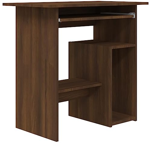 vidaXL Schreibtisch Computertisch Arbeitstisch Bürotisch PC Tisch Büro Laptoptisch Büromöbel Arbeitszimmer Braun Eichen-Optik 80x45x74cm Holzwerkstoff