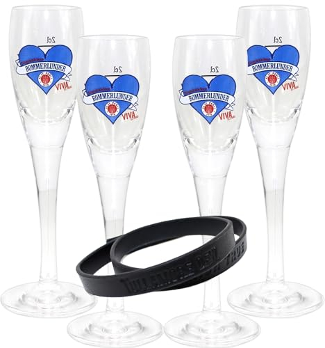 QMBasic Shotglas Set - 4 GLÄSER für BOMMERLUNDER ST.PAULI 0,2cl + ARMBAND | Schnapsglas Shot Glas Special Edition