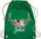 Turnbeutel Rucksack - Kompatibel Oktoberfest - Geweih mit Name - Unisize - Grün - trachtenrucksack oktoberfest-tasche bayrische hirsch tasche trachtenrucksäcke bayern stoffbeutel trachten-tasche