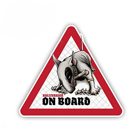 MACMRD Auto Aufkleber 12 cm X 10,5 cm Bullterrier Hund Auto Aufkleber Hund An Bord Aufkleber Haustier Hund Aufkleber Hund Warnschild Aufkleber