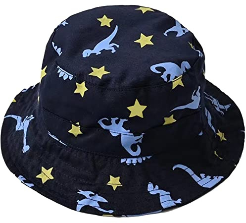 Malaxlx Unisexe Bob Bébé Chapeau de Soleil Dinosaure étoile Chapeau de Pêcheur Nourrisson Chapeaux de Seau Chapeau de Plage Visière pour 6-12 Mois Fille Garçon