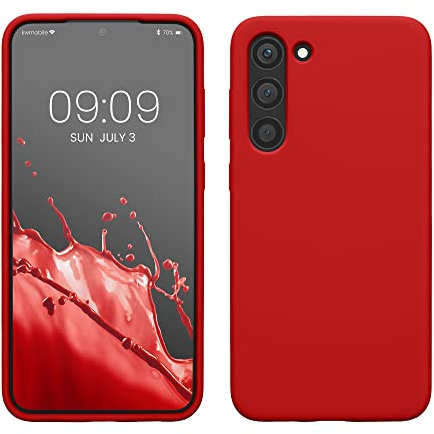kwmobile Hülle kompatibel mit Samsung Galaxy S23 Plus Hülle - dünnes Silikon Handy S23 Plus Case - stoßfeste Handyhülle weiche Oberfläche - Kabelloses Laden - Klassisch Rot