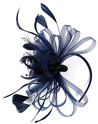 SJTJSPX Fascinator Chapeau Femme Fille Chapeau Bibi Accessoires Cheveux Maille Filet Chapeau Mariage Elegant Voile Bandeau Clip Serre-tête Mariée Chapeaux de Église Tea Party Cocktail Royal Ascot