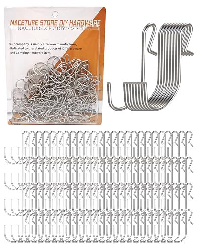 Kleine S-Haken aus Metall, Edelstahl-Drahthaken – 50 Stück, S-förmige Aufhänger, Mini-S-Haken zum Aufhängen, Fisch-förmige Wandhaken zum Aufhängen von Schmuck, Küchengeschirr, Kleidung (100)