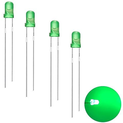 120 Stück 3mm LED Leuchtdioden, 2 Pin LED Dioden, Extra Hell 3 mm LED Sortiments kits, Diffus Dioden Set für Wissenschafts projekte, Heimwerkerprojekte (Grün 120 Stück)