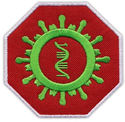Stop Virus – Flashy Green – weißes VeIcro/Klettverschluss-Rückseite – bestickter Aufnäher/Abzeichen/Emblem