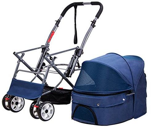 Katzen-Kinderwagen für 2 Katzen, Hunde-Kinderwagen für kleine mittelgroße Hunde, abnehmbarer Haustier-Kinderwagen, Hunde-Kinderwagenträger, Reisewagen, Hunde-Kinderwagen, Kinderwag
