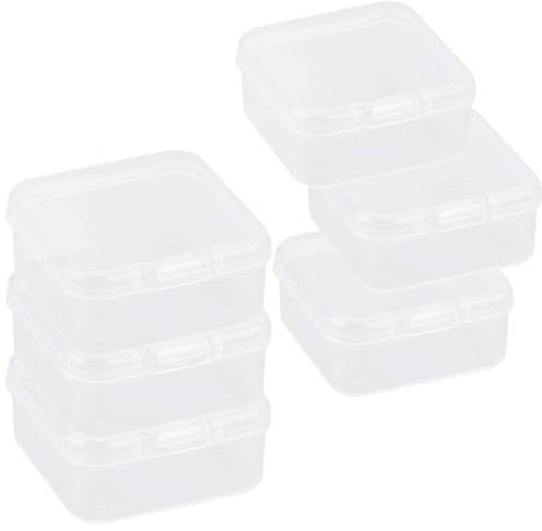 Vanyibro 6Pcs Clear Plastic Beads Storage Containers Box,Mini Storage Boxes with Lids for Small Items, Beads, Business Cards, Pills, Jewelry, Craft,4.5 * 4.5
