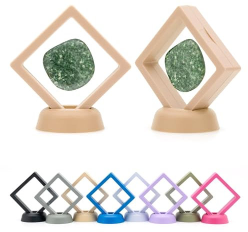 CKB LTD 5 Stück 3D schwebende Rahmen Vitrine Halter Aufbewahrungsbox Aufhängung Ständer - Hält Schmuck, Edelsteine, Sammelmünzen und Hobby-Bastelartikel (Apricot Beige) 7 cm x 7 cm x 2 cm (klein)