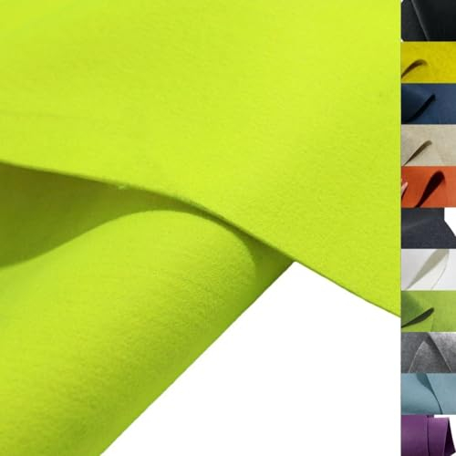 TOLKO 1m Bastelfilz Stabiler Filzstoff Meterware | 3 mm dick | Filzmatte Untersetzer Dekofilz Taschenfilz zum Nähen und Basteln | 100 cm breit | Nadelfilz Filz Meterware (Neon Gelb)