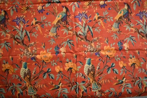 Siebdruckstoff, Baumwoll-Voile-Stoff zum Nähen, Basteln, Schneidern, Laufen, natürlicher Farbstoff, Sanganeri, indischer Blumendruck, Meterware (Multi00038, 91 cm)
