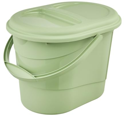 keeeper Bio-Eimer mit Deckel, 13 l, Ovaler Abfalleimer, 37 x 29,5 x 27,5 cm, Elsa Eco Line, Grün (Eco Grass Green)