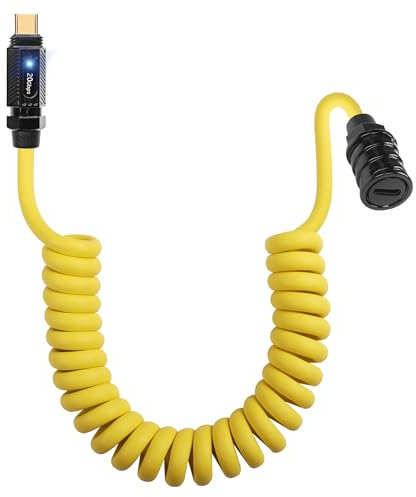 CERRXIAN USB C to USB C Coiled Spring Cable 140W 20Gbps 1.64-5FT, Coiled USB C Fast Charging Cable Support PD3.1/PE/QC/PPS and other Fast Charging Protocols (M-F)