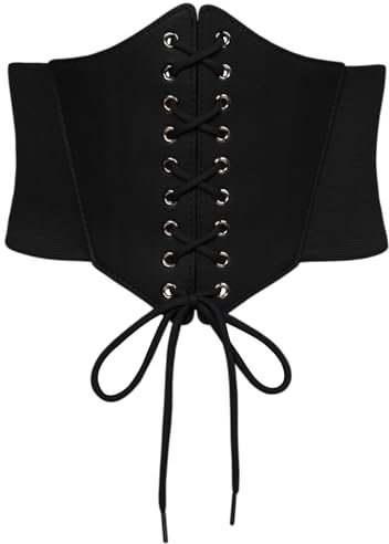 SCARLET DARKNESS Steampunk Damen Corset Unterbrust Halloween Karneval Fasching Miedergürtel Schwarz M