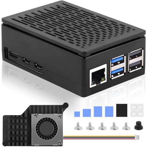 Aolso Raspberry Pi 5 Gehäuse, mit offiziellem aktivem Kühler, unterstützt PCIe M.2 NVMe SSD Shield Top, für Raspberry Pi 5 4GB/8GB, Passive Cooling Heat Dissaption Case