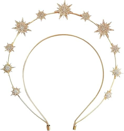 hocadon Weihnachts Kopfschmuck, Haarreif Sterne, Weihnachts Haarreif, Weihnachten Haarreifen für Weihnachts, Carnival Kostüm Accessoire(Gold)