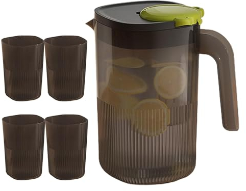 Hervidor frío, jarra grande con tapa | Jarras para Bebidas Recipientes para Jugo con 4 Tazas - Jarra hermética para hacer té helado, jarra de agua grande, botella para nevera, jarra hermética para zum