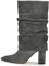 MIRAAZZURRA Stivali da donna in pizzo con tacco largo, a mezza gamba, 8,5 cm, con tacco alto, grigio., 39 EU