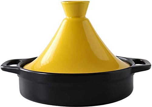 CRBUDY Casserole Dishes Pot With Lid,Ceramic Steam Casserole Braising Pot Healthy Pot Clay Pot For Braising Slow Cook Yellow 1.3Quart (Yellow 1.3Quart)