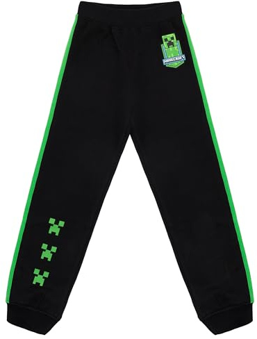 Minecraft Jungen Jogginghose Hose Joggers (DE/NL/SE/PL, Numerisch, 116, Regular, Schwarz-Grün)