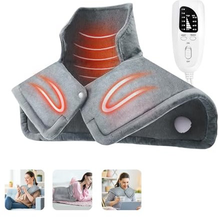 Nalezuns Heizkissen für Nacken Schulter Rücken, Elektrisches Wärmecape, Rückenwärmer Heizdecke 6 Temperaturstufen, 4 Timer, Waschbar Rückenwärmer Schulterwärmer, 42x58cm Wärmekissen