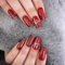 24 Stück Rote Weihnachtsnägel mit Schleife Press on Nails Kurz, Nägel zum Aufdrücken, Squoval Kunstnägel mit Nagelkleber, Natürlich Fake Nails für Frauen Nail Art DIY (Rot Schleife, 12 Größe)