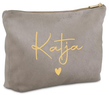 Meine Kosmetiktasche - Personalisierte Samt Kosmetiktasche für Makeup und Kosmetika mit eigenem Namen - Moonstone, 21x15cm